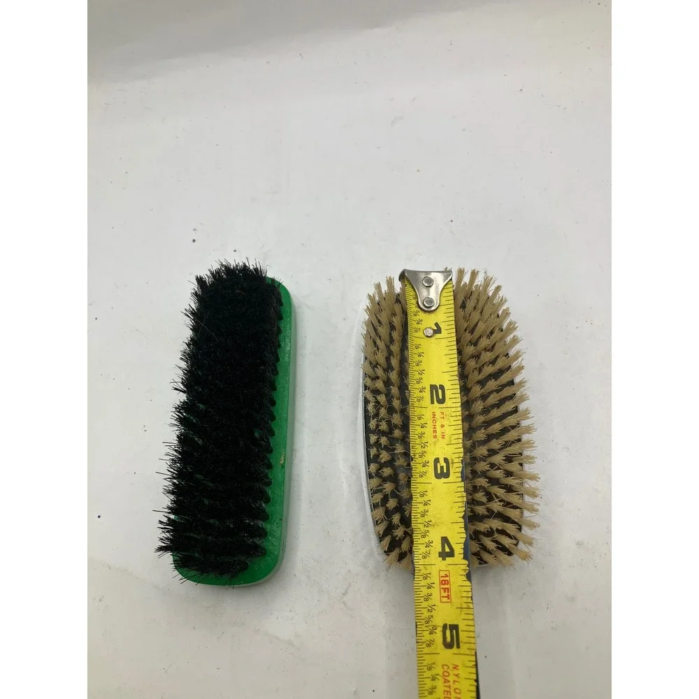 Vintage Globe H79 Horse Hair Grooming Brush‎ Set Chrome Green Equestrian